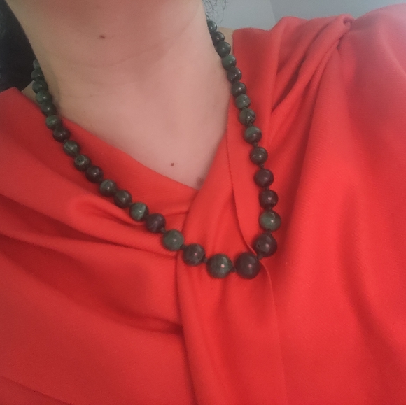 Vintage hand carved genuine graduated striped malachite beads necklace - Picture 15 of 16